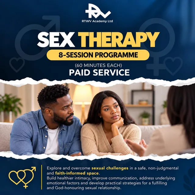 Flier for Sex therapy: 8 sessions · 60 min each, a paid service